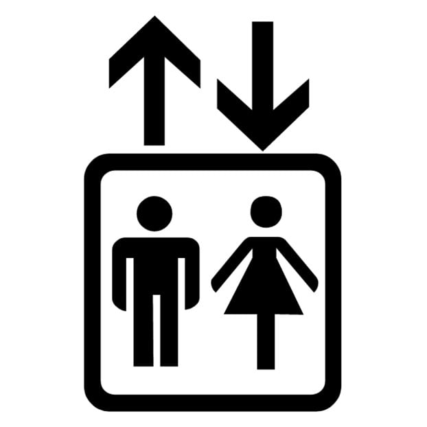 icon for man&woman going up and/or down in an elevator